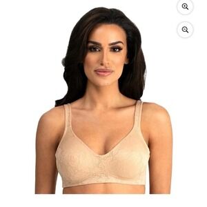 Dominique Intimates Jolie Jacquard Wire Free Minimizer Bra Womens Size 38D Nude
